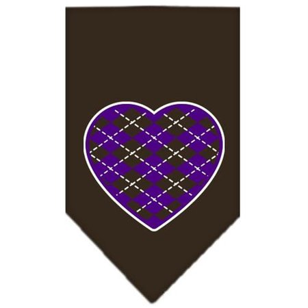 UNCONDITIONAL LOVE Argyle Heart Purple Screen Print Bandana Cocoa Small UN851605